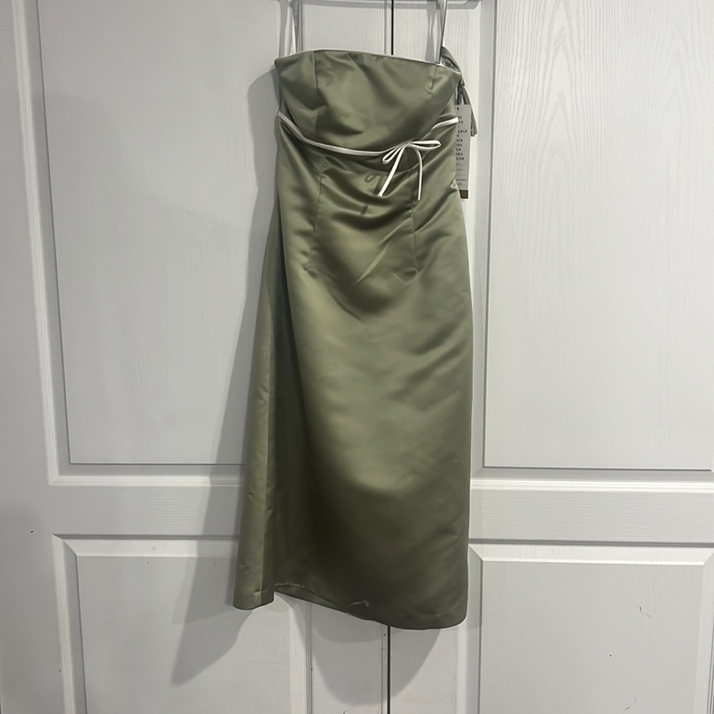 NWT sage green formal strapless dress size 6